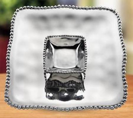Organics-Beaded (Aluminum, Hollowware) 2 Piece Chip and Dip Set