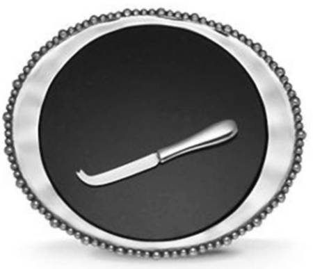 Organics-Beaded (Aluminum, Hollowware) Marble Cheese Board with Knife
