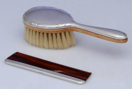 Gallery (Sterling, Hollowware) 2 Pc Girl Baby Brush & Comb Set