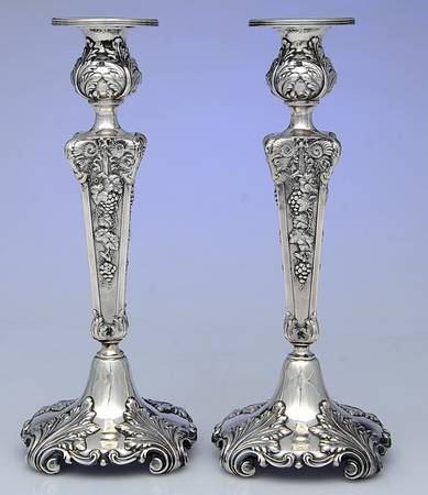 LPS4 (Sterling, Hollowware) Pair of Weighted Candlesticks