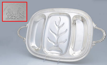 Silverplate Hollowware 18" 3 Pt Meat Platter with Well