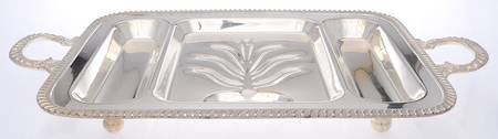 Silverplate Hollowware 3 Part Rectangular Tray