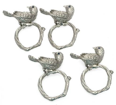 Platinum Plated Hollowware Napkin Ring - Set of 4