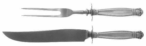 Copenhagen (Sterling, 1936, No Monograms) Small Steak 2-Piece Carving Set w/Stainless Blade