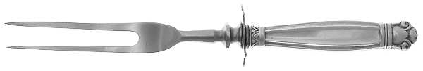 Copenhagen (Sterling, 1936, No Monograms) Small Steak Carving Fork with Stainless Prongs
