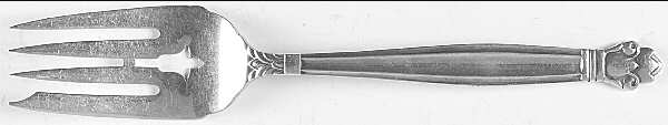 Copenhagen (Sterling, 1936, No Monograms) Medium Solid Cold Meat Serving Fork
