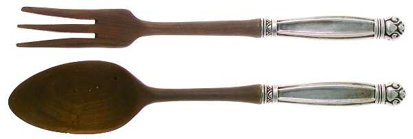 Copenhagen (Sterling, 1936, No Monograms) Wooden Bowl 2-Piece Salad Set
