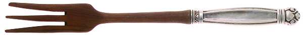 Copenhagen (Sterling, 1936, No Monograms) Salad Serving Fork with Wooden Prongs