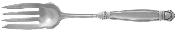 Copenhagen (Sterling, 1936, No Monograms) Medium Cold Meat Serving Fork, Plated Tines