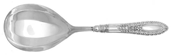 Gadroonette (Sterling, 1938, No Monograms) Casserole Spoon with Silverplate Shell Bowl