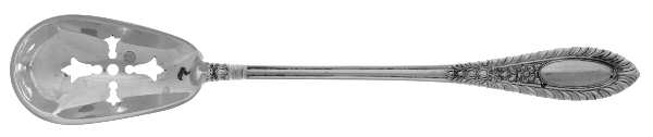 Gadroonette (Sterling, 1938, No Monograms) Pierced Bowl Short Handle Olive Spoon