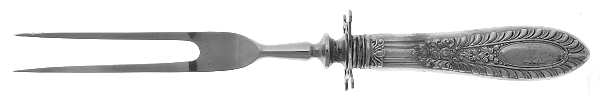 Gadroonette (Sterling, 1938, No Monograms) Small Steak Carving Fork with Stainless Prongs