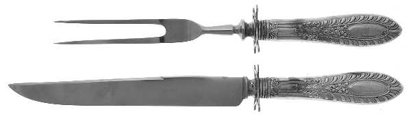 Gadroonette (Sterling, 1938, No Monograms) Small Steak 2-Piece Carving Set w/Stainless Blade by Manchester