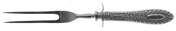Gadroonette (Sterling, 1938, No Monograms) Small Steak Carving Fork with Stainless Prongs