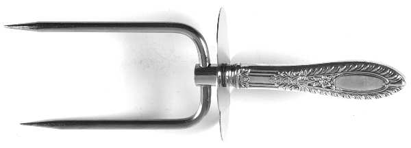 Gadroonette (Sterling, 1938, No Monograms) Large Joint/Roast Holder Fork