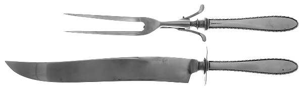 Manchester (Sterling, 1932, No Monograms) Large 2-Piece Roast Carving Set w/Stainless Blade