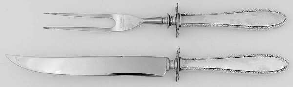Manchester (Sterling, 1932, No Monograms) 2 Piece Small Carving Set W/ Sterling Guard