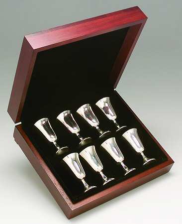 Sterling Hollowware Cordial Cup - Set of 8 w/Wood Case