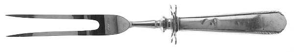 Silver Stream (Sterling, 1934, No Monograms) Small Steak Carving Fork with Stainless Prongs