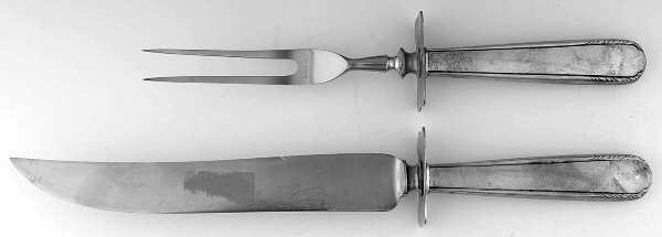 Silver Stream (Sterling, 1934, No Monograms) Small Stainless Blade 2-Piece Steak Carving Set by Manchester