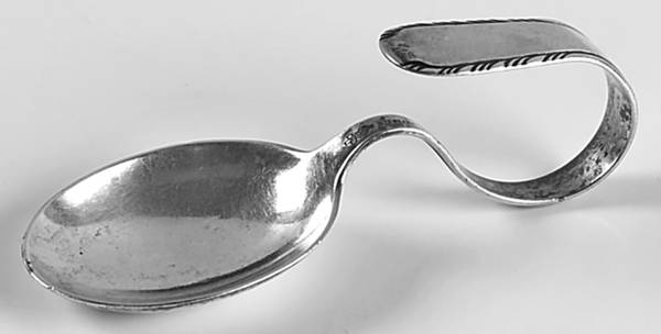 Silver Stream (Sterling, 1934, No Monograms) Curved Handle Baby Spoon