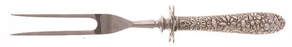 Southern Rose (Sterling, 1933) Small Steak Carving Fork with Stainless Prongs