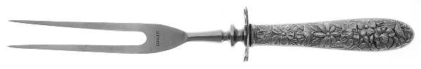 Southern Rose (Sterling, 1933) Small Steak Carving Fork with Stainless Prongs