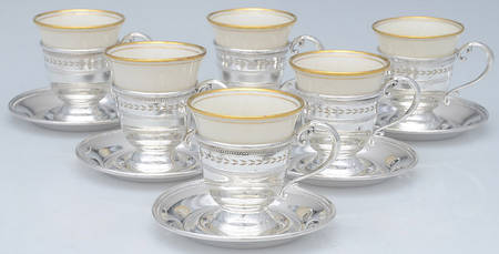 Sterling Hollowware Demi Cup and Saucer with Lenox Liner - Set of 6
