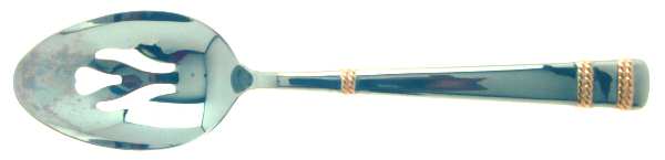 Amore d'Oro (Stainless, Gold Accents) Pierced Tablespoon (Serving Spoon)