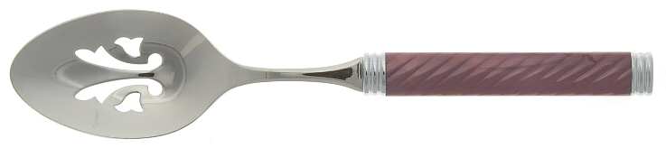 Braid-Rose Quartz (Stainless) Pierced Tablespoon (Serving Spoon)