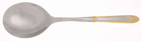 Cathedral Gold (Stainless, Gold Accent) Casserole Spoon with Smooth Stainless Bowl HC
