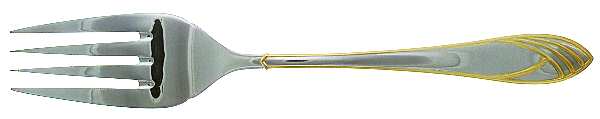 Cathedral Gold (Stainless, Gold Accent) Large Solid Cold Meat Serving Fork