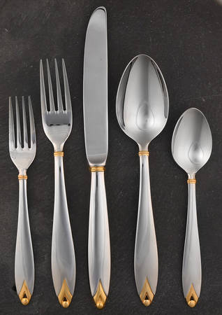 Cinema Gold (Stainless, Gold Accent) 5 Piece Place Setting