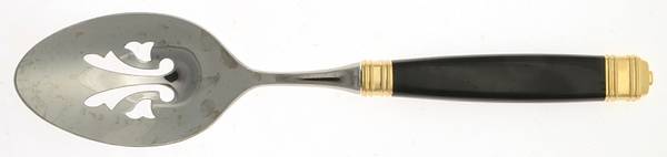 Continental-Black (Stainless-Gold Accent) Pierced Tablespoon (Serving Spoon)