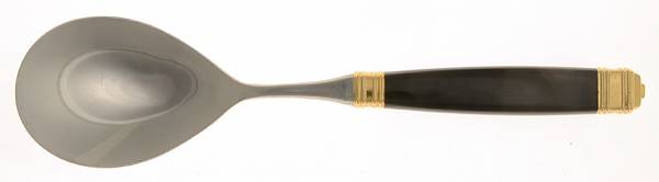 Continental-Black (Stainless-Gold Accent) Salad Servng Spoon with Stainless Bowl