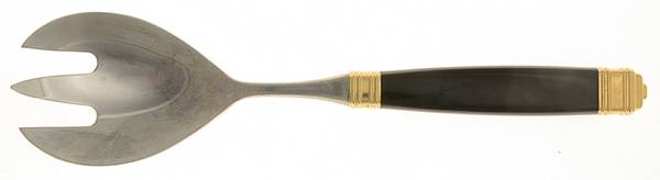 Continental-Black (Stainless-Gold Accent) Salad Serving Fork with Stainless Prongs