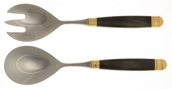 Continental-Black (Stainless-Gold Accent) 2 Pc Salad Set with Stainless Bowl