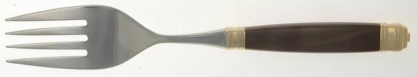 Continental-Brown (Stainless-Gold Accent) Medium Solid Cold Meat Serving Fork