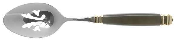 Continental-Navy (Stainless-Gold Accent) Pierced Tablespoon (Serving Spoon)