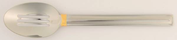 Deco (Stainless-Gold Accent, Japan) Pierced Tablespoon (Serving Spoon)