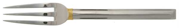 Deco (Stainless-Gold Accent, Japan) Large Solid Cold Meat Serving Fork