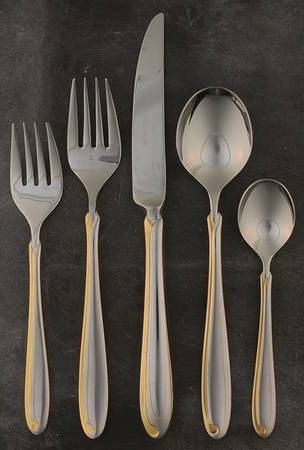 Estasi (Stainless, Gold Accent) 5 Piece Place Setting