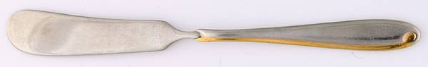 Estasi (Stainless, Gold Accent) Flat Handle Butter Spreader