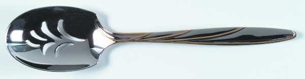 Latitudes Gold (Stainless, Gold Accent) Pierced Tablespoon (Serving Spoon)