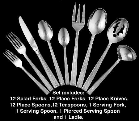 Meridian Satin (Stainless, Frost Handle) 64 Piece Set