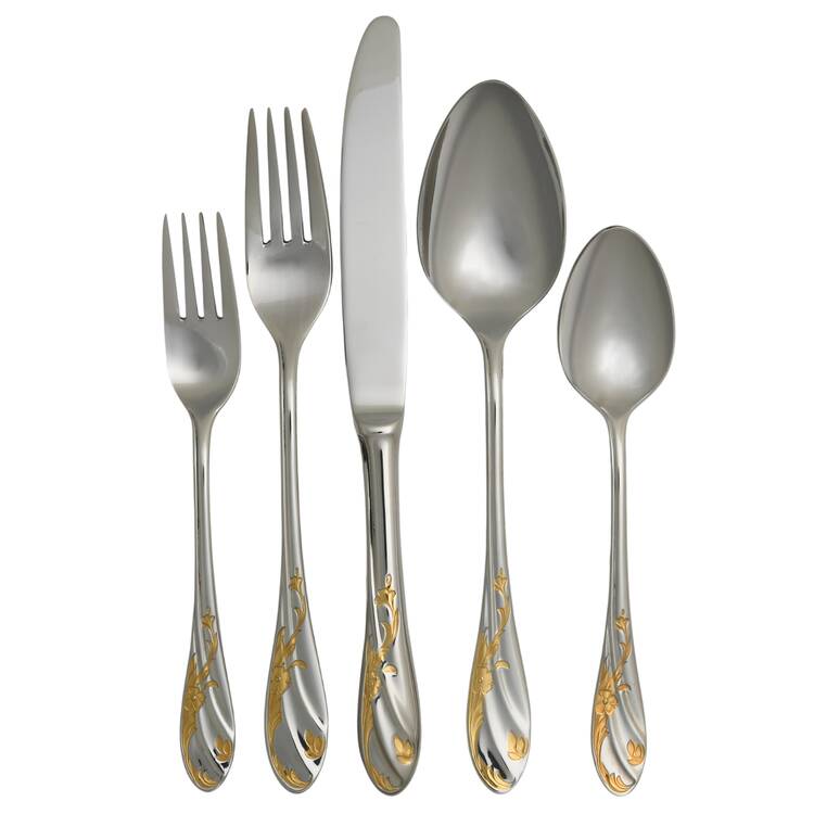Monticello-Gold Accent (Stainless, Gold Accent) 5 Piece Place Setting