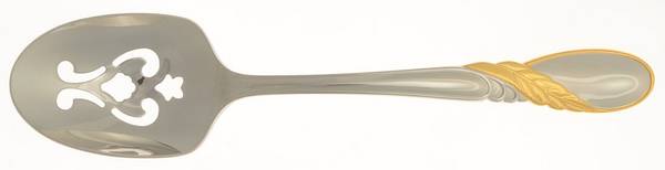 Novena Gold (Stainless, Gold Accent) Pierced Tablespoon (Serving Spoon)