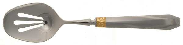 Normandy (Stainless, Gold Accent) Pierced Tablespoon (Serving Spoon)