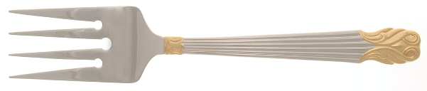 Pericles Gold (Stainless, Gold Accent) Large Solid Cold Meat Serving Fork