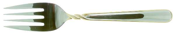 Pirouette (Stainless, Gold Accent) Medium Solid Cold Meat Serving Fork